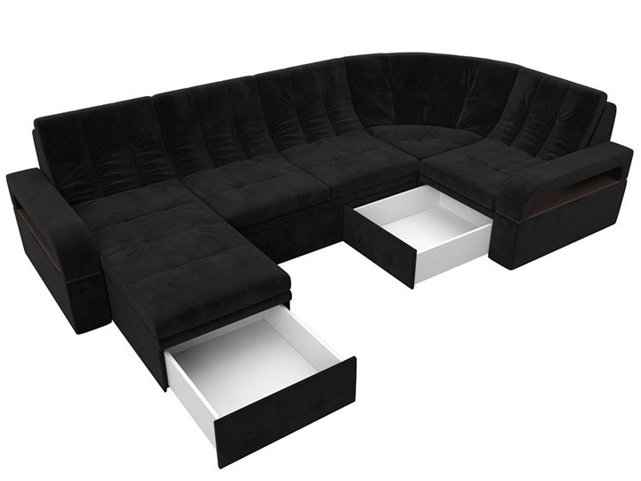 П-образный диван Лига-035, Черный (велюр) в Находке - изображение 2