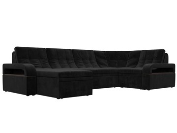П-образный диван Лига-035, Черный (велюр) в Уссурийске
