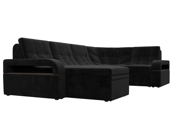 П-образный диван Лига-035, Черный (велюр) в Находке - изображение 5
