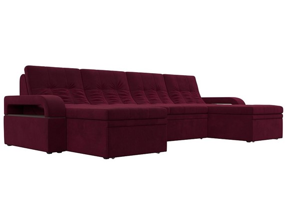 П-образный диван Лига-035 мини, Бордовый (микровельвет) в Уссурийске - изображение