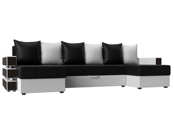 П-образный диван Венеция боннель, Черный\Белый (Экокожа) в Артеме