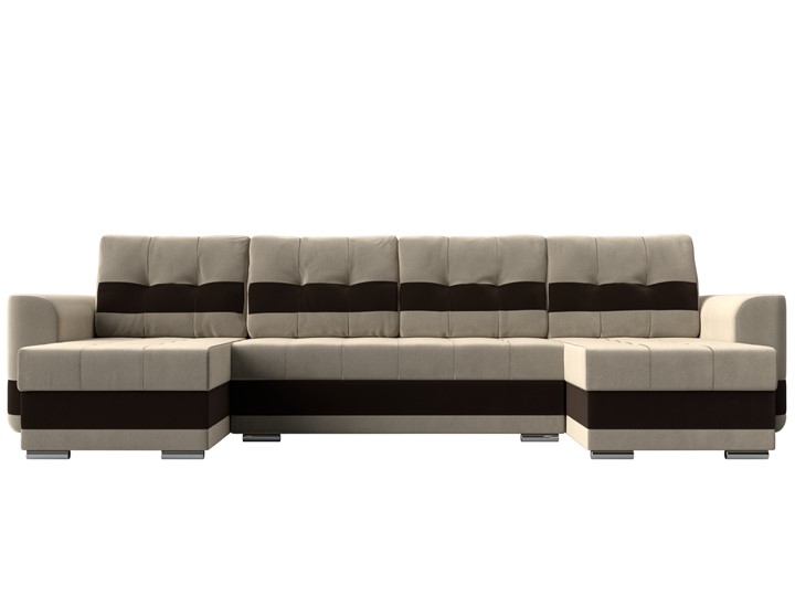 П-образный диван Честер, Бежевый/коричневый (вельвет) во Владивостоке - изображение 1