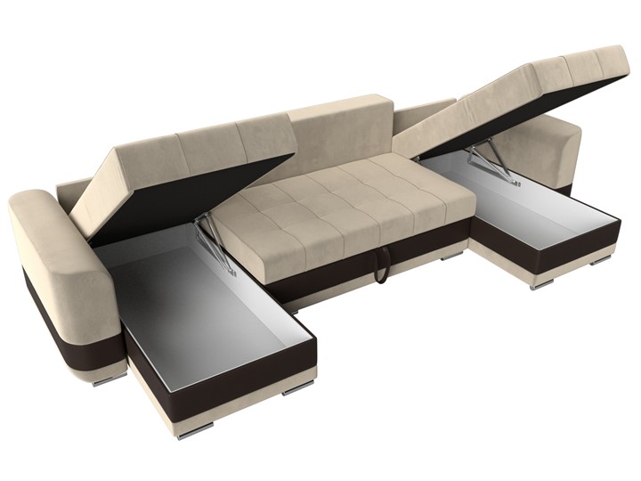 П-образный диван Честер, Бежевый/коричневый (вельвет/экокожа) во Владивостоке - изображение 5