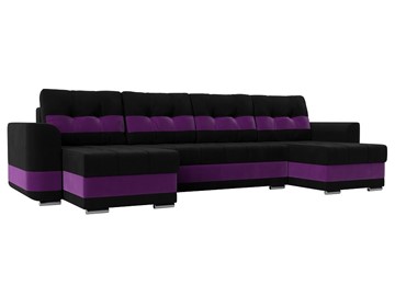 П-образный диван Честер, Черный/фиолетовый (вельвет) в Уссурийске