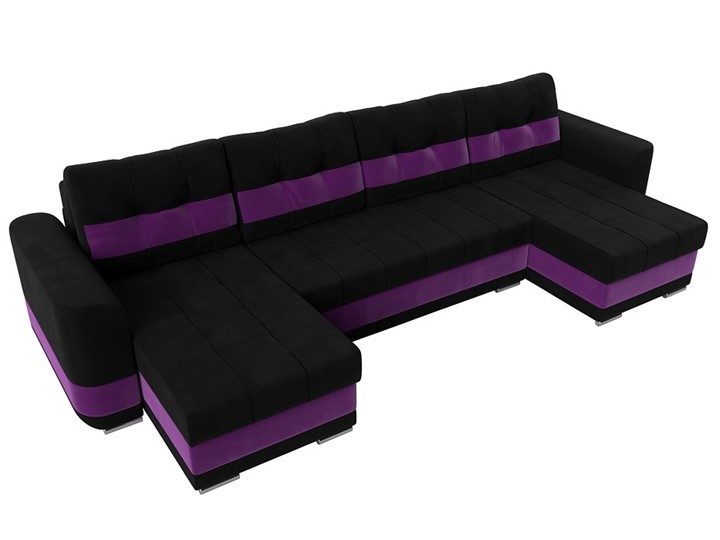 П-образный диван Честер, Черный/фиолетовый (вельвет) во Владивостоке - изображение 4