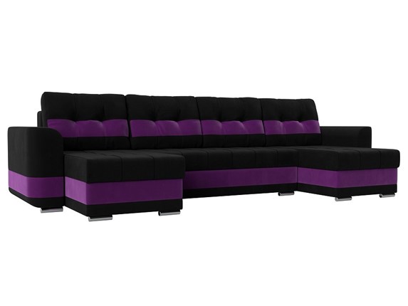 П-образный диван Честер, Черный/фиолетовый (вельвет) во Владивостоке - изображение