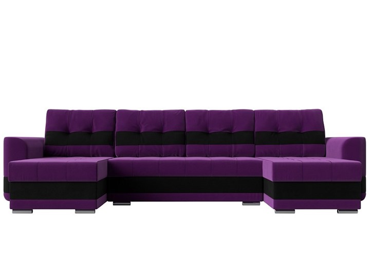 П-образный диван Честер, Фиолетовый/черный (вельвет) во Владивостоке - изображение 1