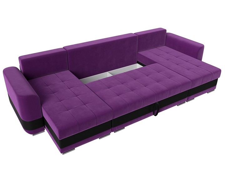П-образный диван Честер, Фиолетовый/черный (вельвет/экокожа) во Владивостоке - изображение 6