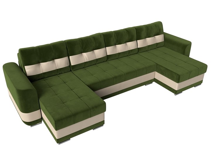 П-образный диван Честер, Зеленый/бежевый (вельвет/экокожа) во Владивостоке - изображение 4