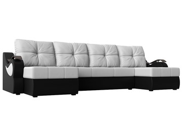 П-образный диван Меркурий П, Белый/черный (экокожа) в Уссурийске