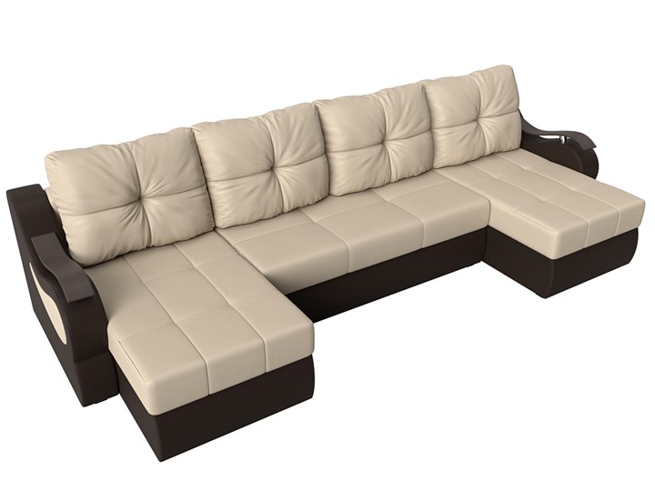 П-образный диван Меркурий П, Бежевый/коричневый (экокожа) во Владивостоке - изображение 4