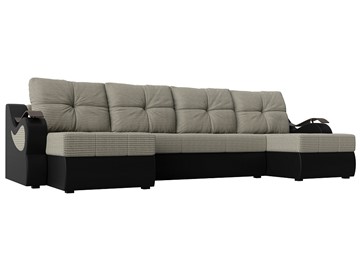 П-образный диван Меркурий П, Корфу 02 (рогожка)/черный (экокожа) в Уссурийске