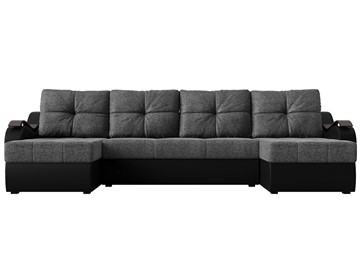 П-образный диван Меркурий П, Серый/черный (рогожка/экокожа) во Владивостоке - предосмотр 1
