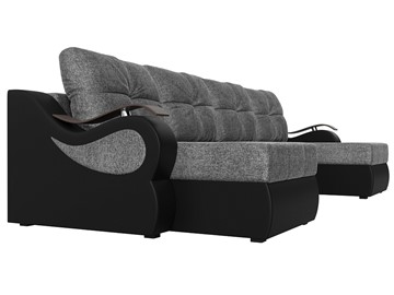 П-образный диван Меркурий П, Серый/черный (рогожка/экокожа) в Уссурийске - предосмотр 2