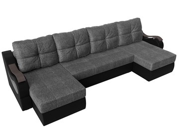 П-образный диван Меркурий П, Серый/черный (рогожка/экокожа) в Уссурийске - предосмотр 4