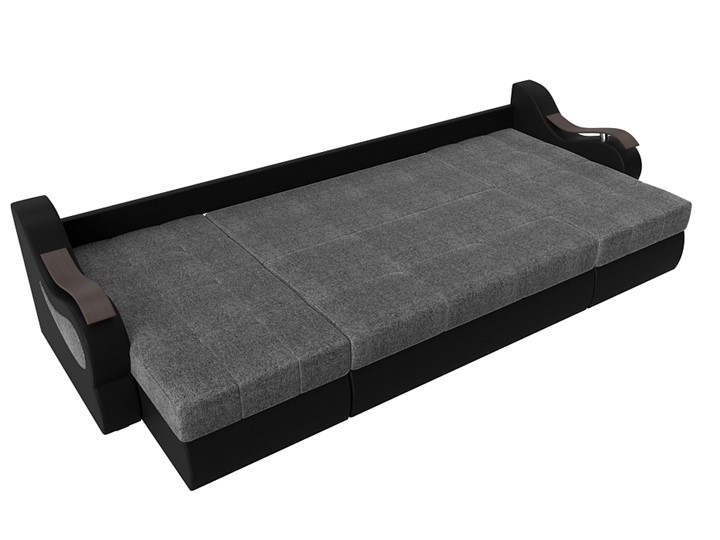П-образный диван Меркурий П, Серый/черный (рогожка/экокожа) во Владивостоке - изображение 5