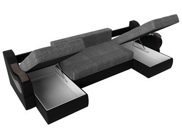 П-образный диван Меркурий П, Серый/черный (рогожка/экокожа) в Уссурийске - предосмотр 6