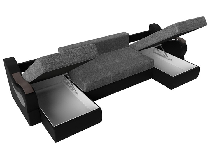 П-образный диван Меркурий П, Серый/черный (рогожка/экокожа) в Уссурийске - изображение 6