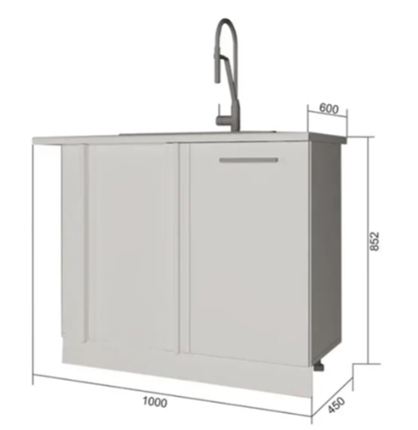 Кухонная тумба Н100Пр, Сатин/Белый в Артеме - изображение