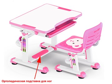Парта растущая и стул Mealux BD-08 Teddy, pink, розовая в Артеме