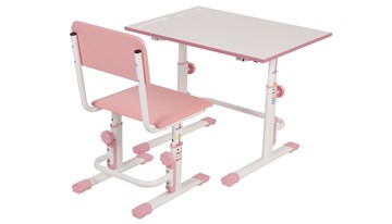 Комплект детской мебели POLINI Kids Растущая парта-трансформер М1 и стул регулируемый L Белый-розовый в Артеме - предосмотр 2