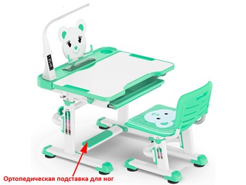Стол растущий и стул Mealux EVO BD-04 Teddy New XL, с лампой, green, зеленая в Находке