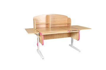 Детский стол-трансформер 1/75-40 (СУТ.25) + Polka_b 1/550 (2 шт.) + Polka_n 1/1200  бежевый/белый/розовый в Находке