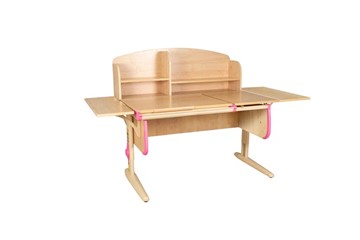 Детский стол-трансформер 1/75-40 (СУТ.25) + Polka_b 1/550 (2 шт.) + Polka_n 1/1200  бежевый/бежевый/розовый в Находке
