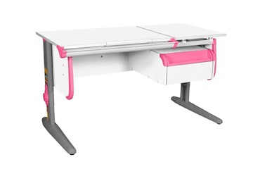 Растущий стол 1/75-40 (СУТ.25) + Tumba 1 Белый/серый/розовый в Артеме
