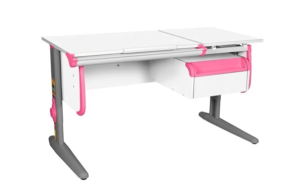 Растущий стол 1/75-40 (СУТ.25) + Tumba 1 Белый/серый/розовый во Владивостоке - изображение