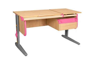 Детский стол-трансформер 1/75-40 (СУТ.25) + Tumba 1 Бежевый/Серый/розовый в Находке