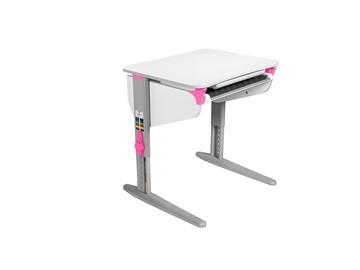 Растущий стол 5/75 (СУТ. 44) Белый/Серый/Розовый с лотком без полок в Артеме
