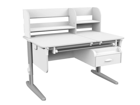 Растущий стол Lp/70-45 (СУТ.62 PRO) + Tumba 8 с лотком белый/серый/белый в Уссурийске - изображение