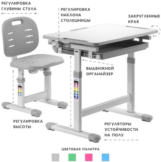 Детский стол-трансформер SET Holto-2 серый в Артеме - изображение 4
