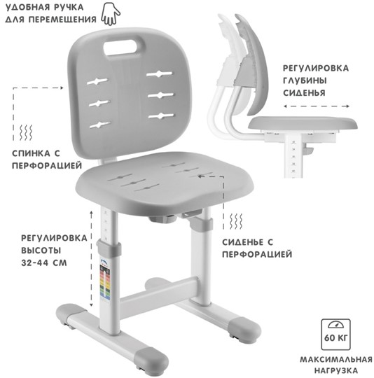 Детский стол-трансформер SET Holto-2 серый в Находке - изображение 5