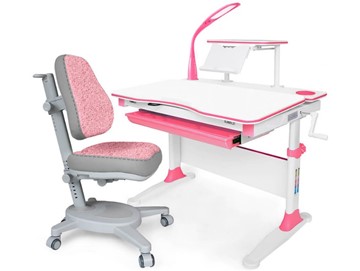 Растущая парта + стул Комплект Mealux EVO Evo-30 BL (арт. Evo-30 BL + Y-115 KBL), серый, розовый в Артеме