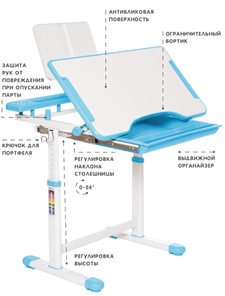Растущие парта + стул SET HOLTO-17А, голубой во Владивостоке - предосмотр 5