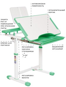 Комплект из растущих парты и стула SET HOLTO-17А, зеленый в Артеме - предосмотр 5