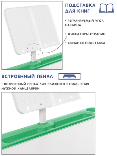 Комплект из растущих парты и стула SET HOLTO-17А, зеленый во Владивостоке - изображение 6