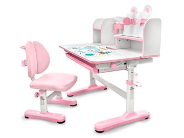 Растущая парта и стул Mealux EVO Panda XL pink BD-29 PN, столешница белая / пластик розовый в Находке - предосмотр