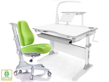 Растущая парта + стул Mealux EVO Evo-30 G (арт. Evo-30 G + Y-528 KZ) (дерево)/(стол+полка+кресло+чехол+лампа)/ белая столешница (дерево), цвет пластика серый в Находке