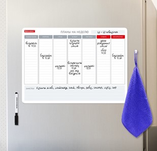Магнитная доска-планинг на холодильник BRAUBERG на неделю, 42х30 см с маркером и салфеткой в Артеме - предосмотр 4