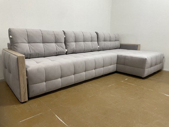 Угловой диван с оттоманкой Татьяна 4 Декор дуб Карат 17 велюр во Владивостоке - изображение